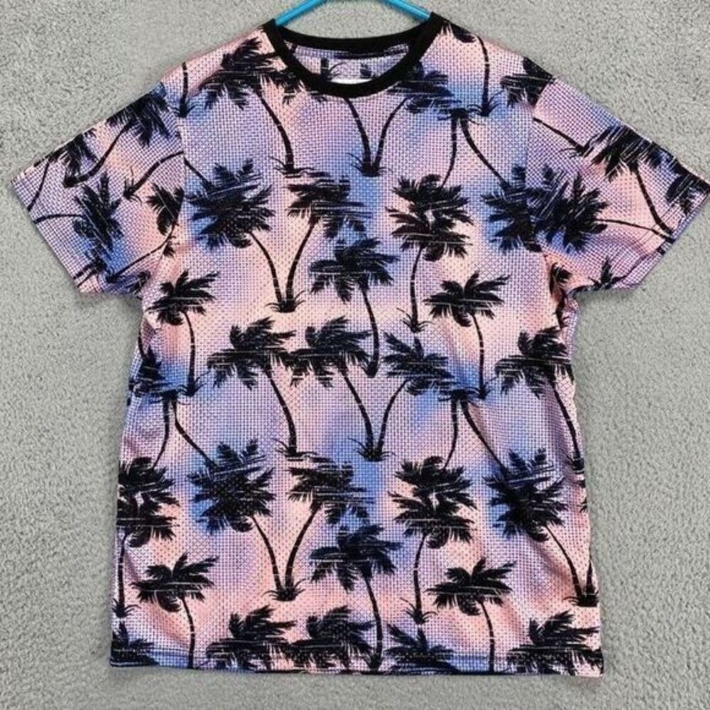 Drill Clothing Co. Fresh T-Shirt Adult Medium Pink Bel Air Mesh Palm Tree Mens